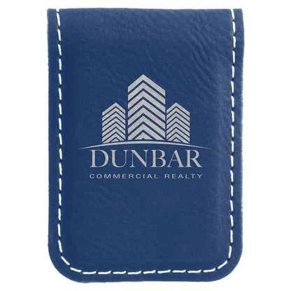 1.75" x 2.5" Blue/Silver Leatherette Money Clip – item GFT668 image 2
