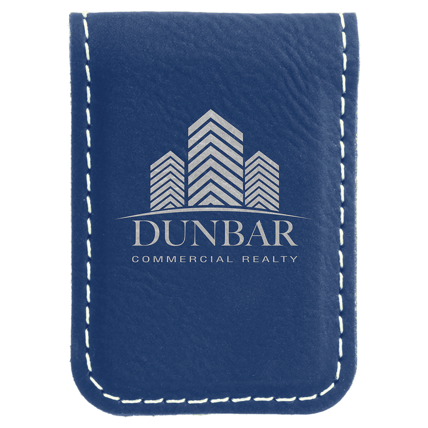 1.75" x 2.5" Blue/Silver Leatherette Money Clip – item GFT668