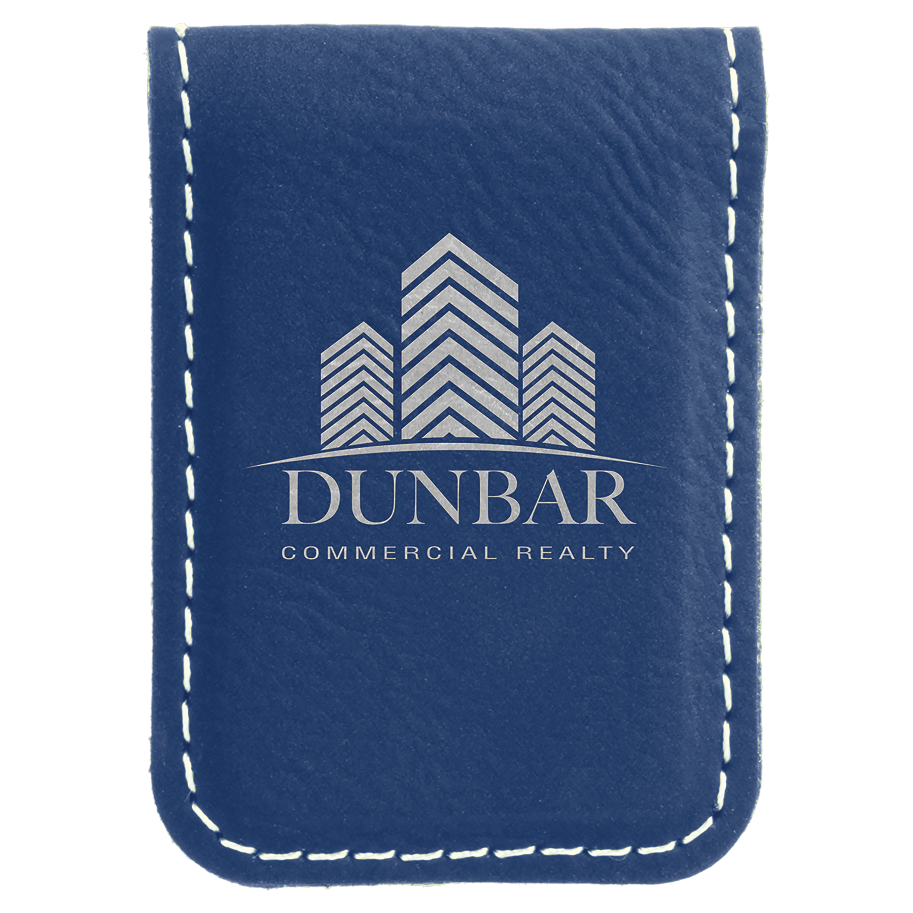 1.75" x 2.5" Blue/Silver Leatherette Money Clip – item GFT668