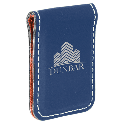 1.75" x 2.5" Blue/Silver Leatherette Money Clip – item GFT668 image 3