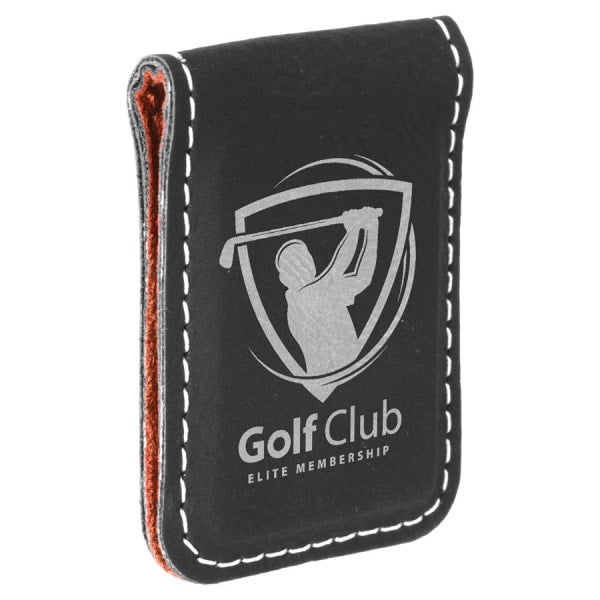 1.75" x 2.5" Black/Silver Leatherette Money Clip – item GFT669 image 6