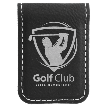 1.75" x 2.5" Black/Silver Leatherette Money Clip – item GFT669
