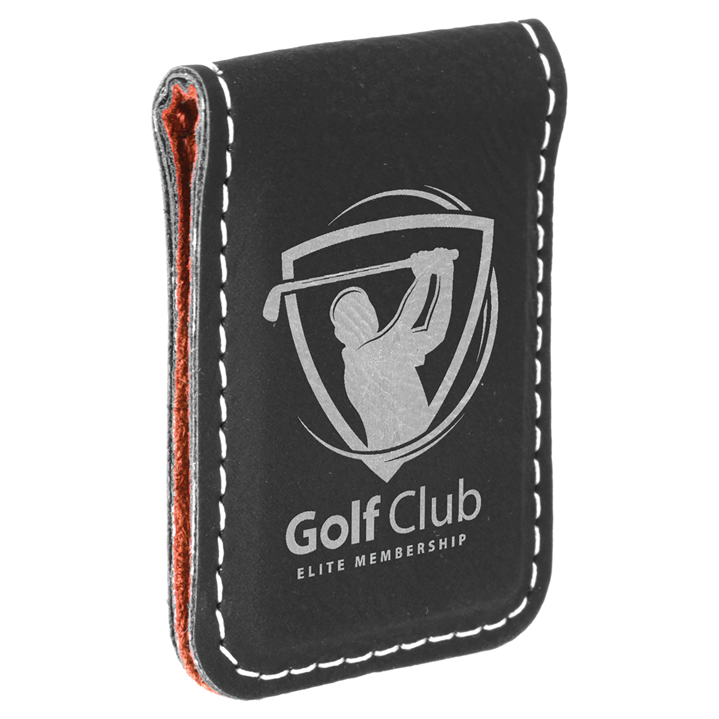 1.75" x 2.5" Black/Silver Leatherette Money Clip – item GFT669 image 3