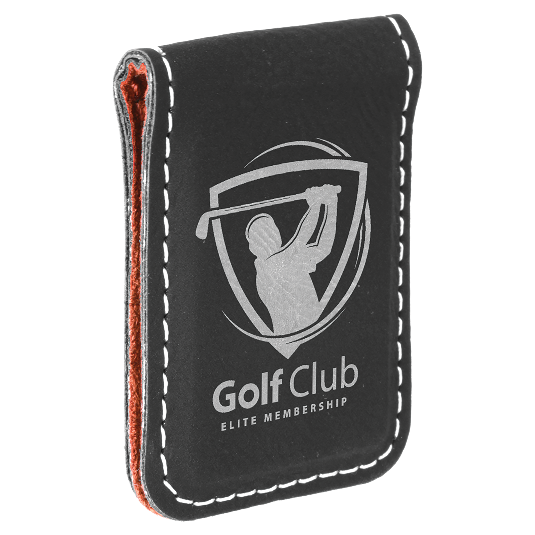 1.75" x 2.5" Black/Silver Leatherette Money Clip – item GFT669 image 3