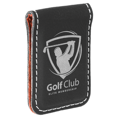 1.75" x 2.5" Black/Silver Leatherette Money Clip – item GFT669 image 3
