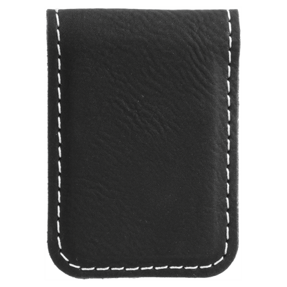 1.75" x 2.5" Black/Silver Leatherette Money Clip – item GFT669 image 4