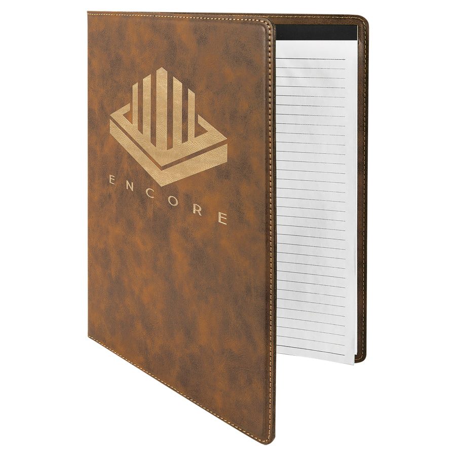 Rustic/Gold Laserable Leatherette Portfolio with Lined Pad – item GFT706