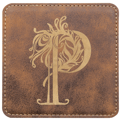 4" x 4" /Gold Square Leatherette Coaster – item GFT710 image 2