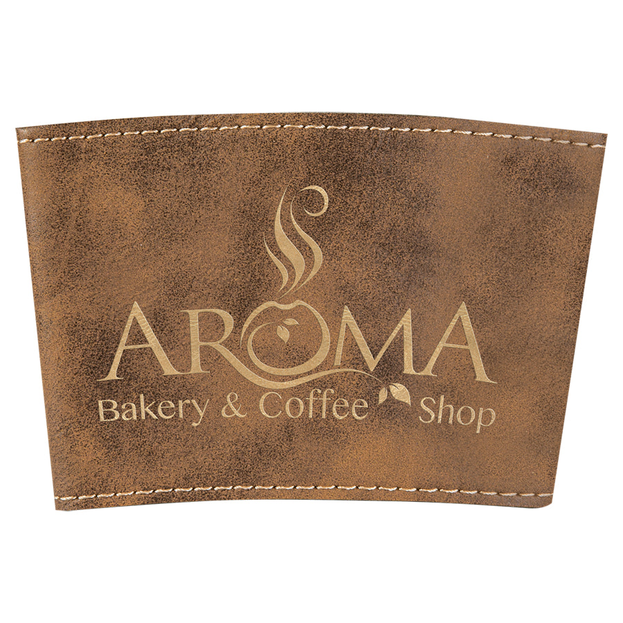 5" x 3" Rustic/Gold Leatherette Mug Sleeve – item GFT713