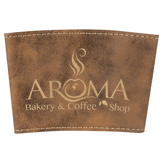 5" x 3" Rustic/Gold Leatherette Mug Sleeve – item GFT713