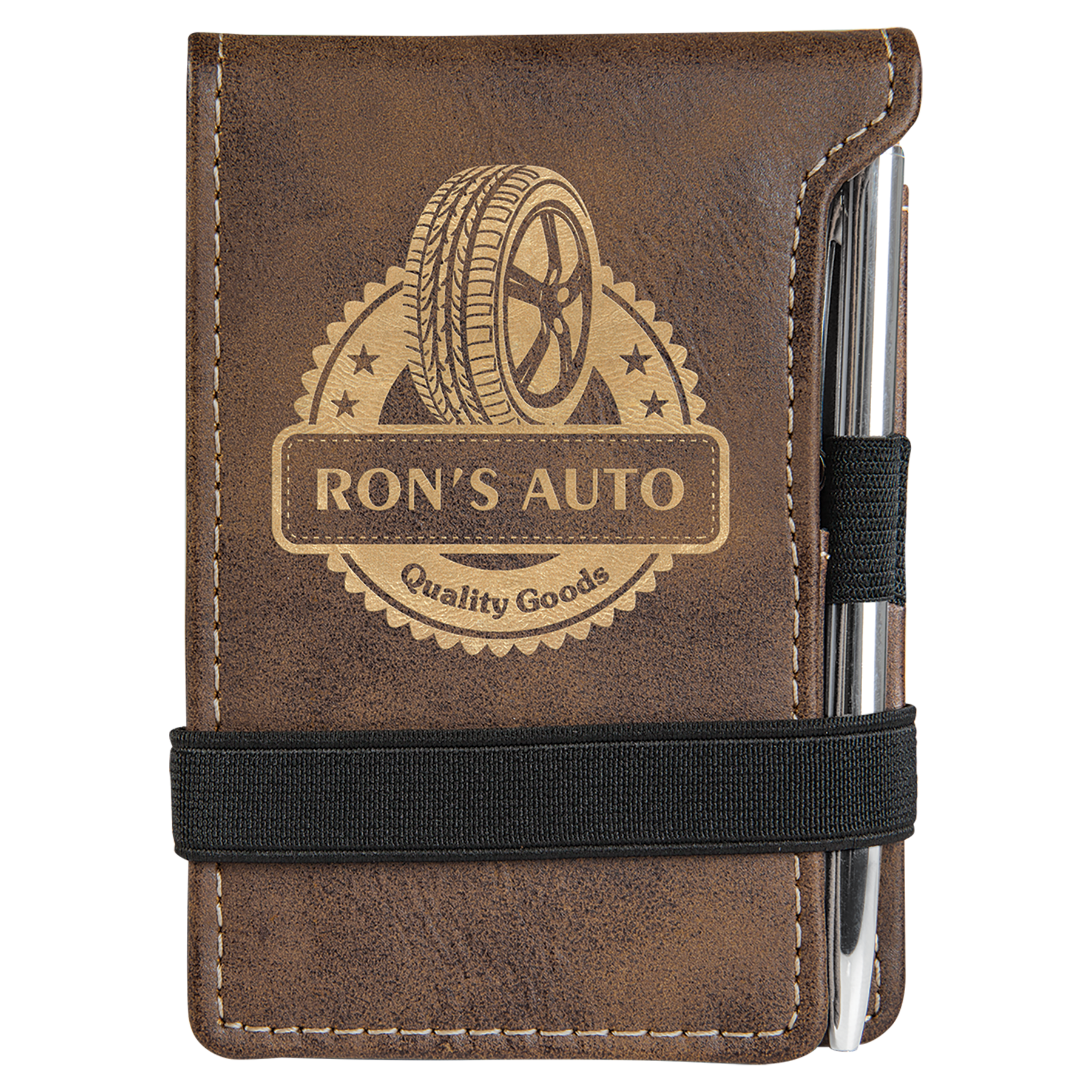 3.25" x 4.75" /Gold Leatherette Mini Notepad – item GFT715