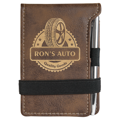 3.25" x 4.75" /Gold Leatherette Mini Notepad – item GFT715
