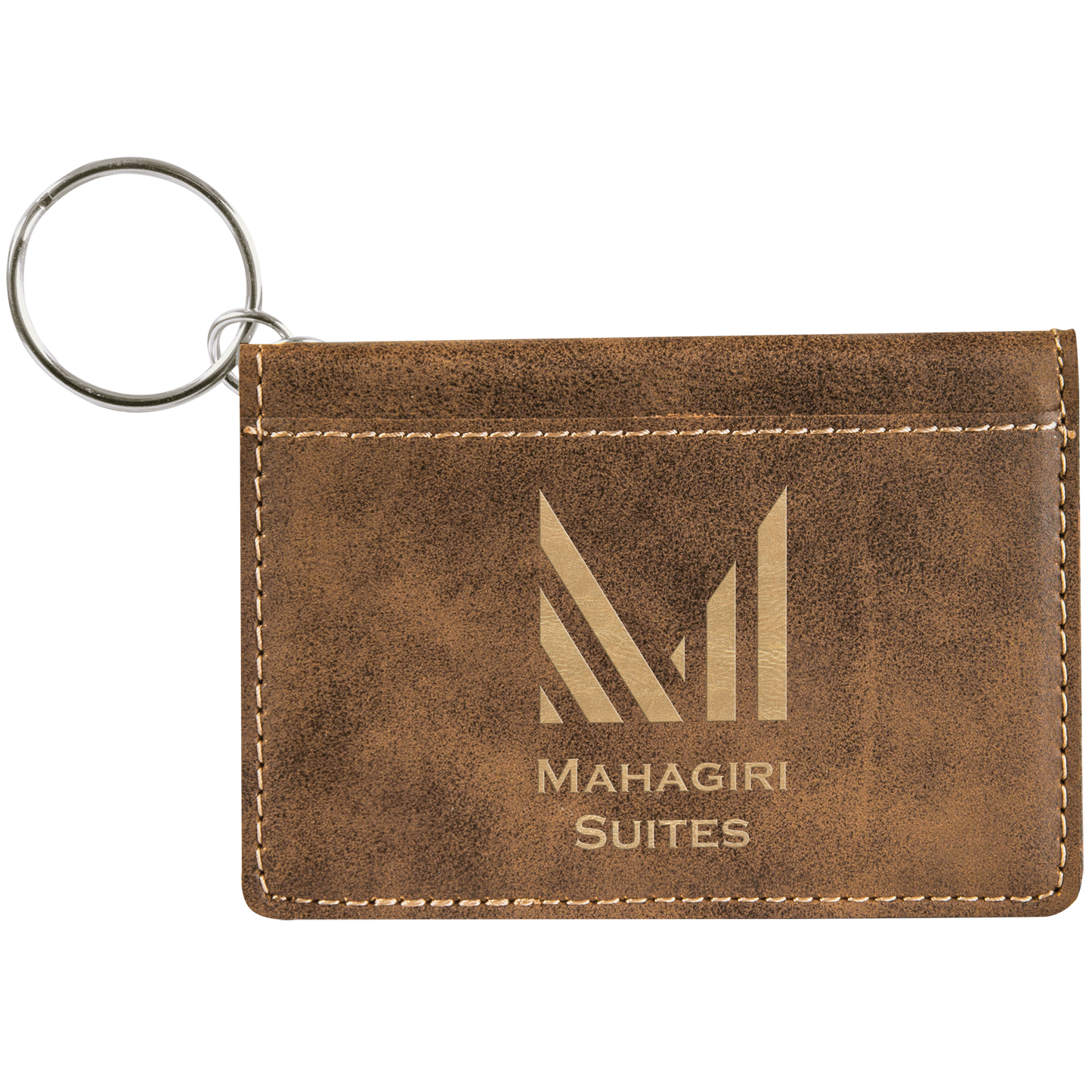 4.25" x 3" /Gold Leatherette Keychain ID Holder – item GFT718