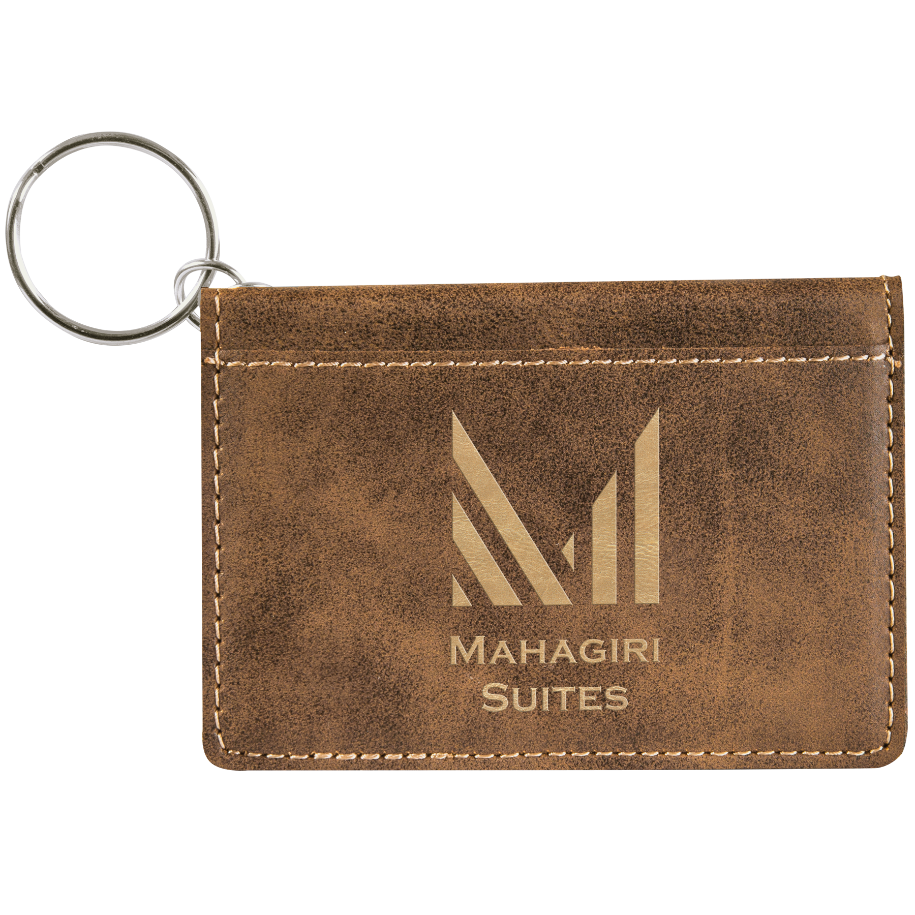 4.25" x 3" /Gold Leatherette Keychain ID Holder – item GFT718