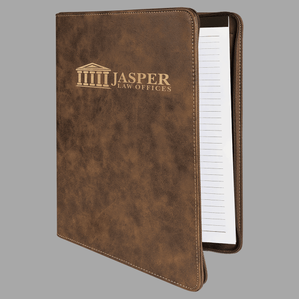 Rustic/Gold Laserable Leatherette Portfolio with Zipper and – item GFT729 image 2