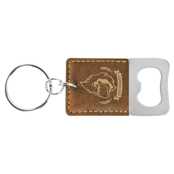 2.75" x 1.5" Rustic/Gold Leatherette Bottle Opener Keychain – item GFT733 image 2