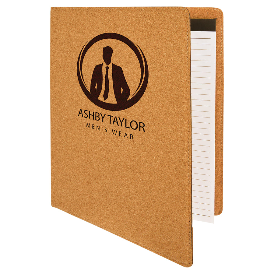 9.5" x 12" Light Brown Cork Leatherette Portfolio – item GFT784