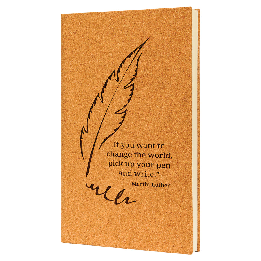 5.25" x 8.25" Light Brown Cork Leatherette Journal – item GFT785 image 2