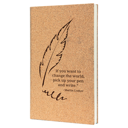 5.25" x 8.25" Light Brown Cork Leatherette Journal – item GFT785 image 3