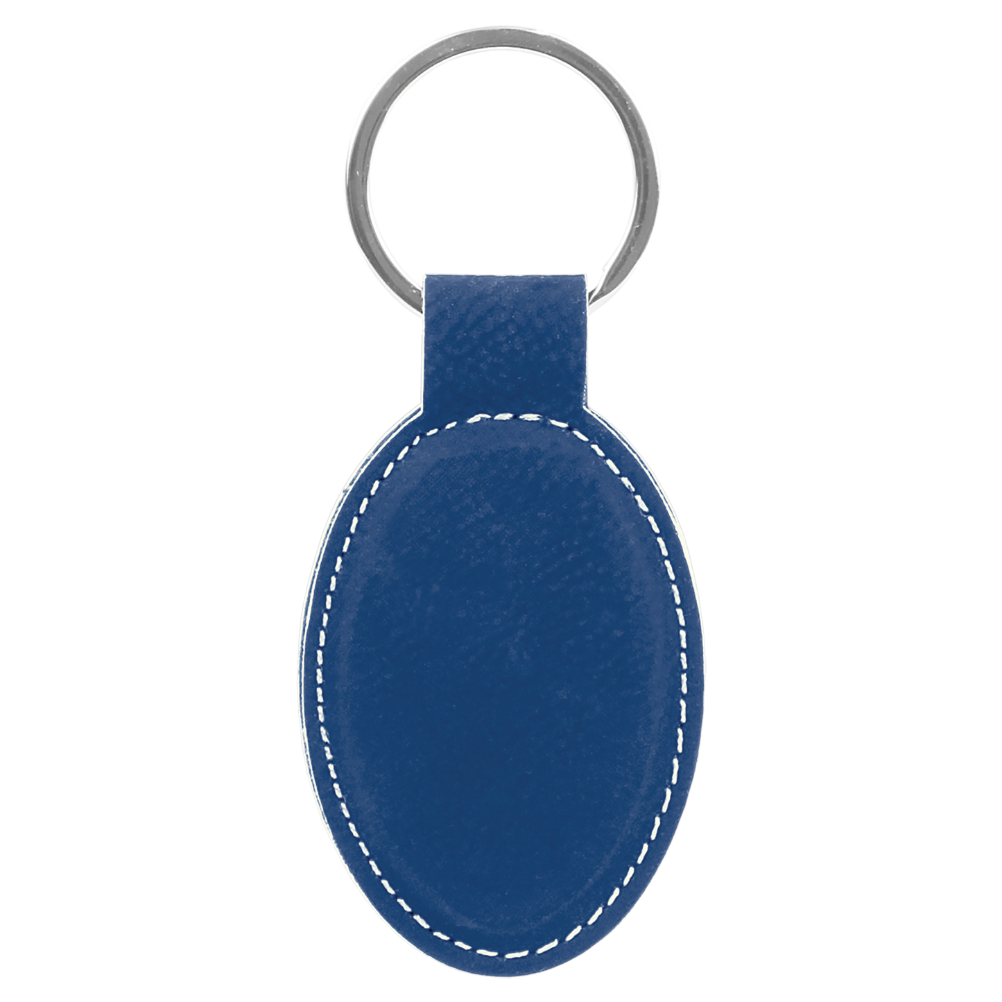 3" x 1.75" Blue/Silver Oval Leatherette Keychain – item GFT830 image 3