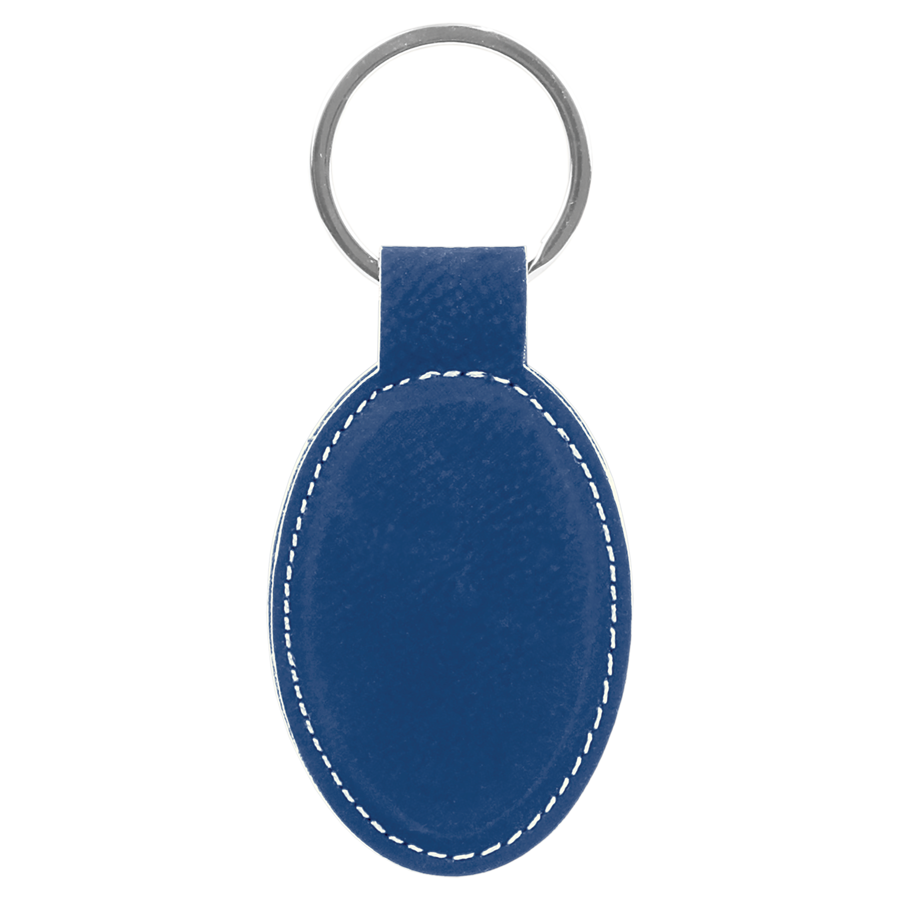 3" x 1.75" Blue/Silver Oval Leatherette Keychain – item GFT830 image 3