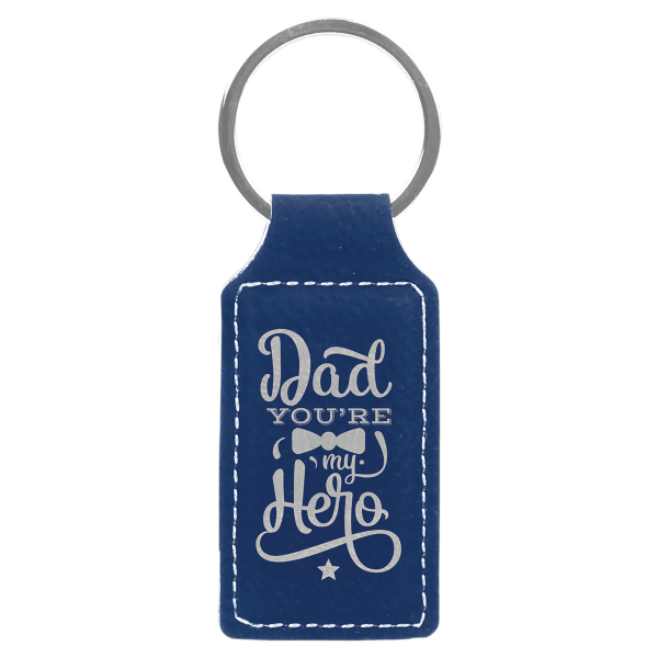 2.75" x 1.25" Blue/Silver Rectangle Leatherette Keychain – item GFT831 image 4