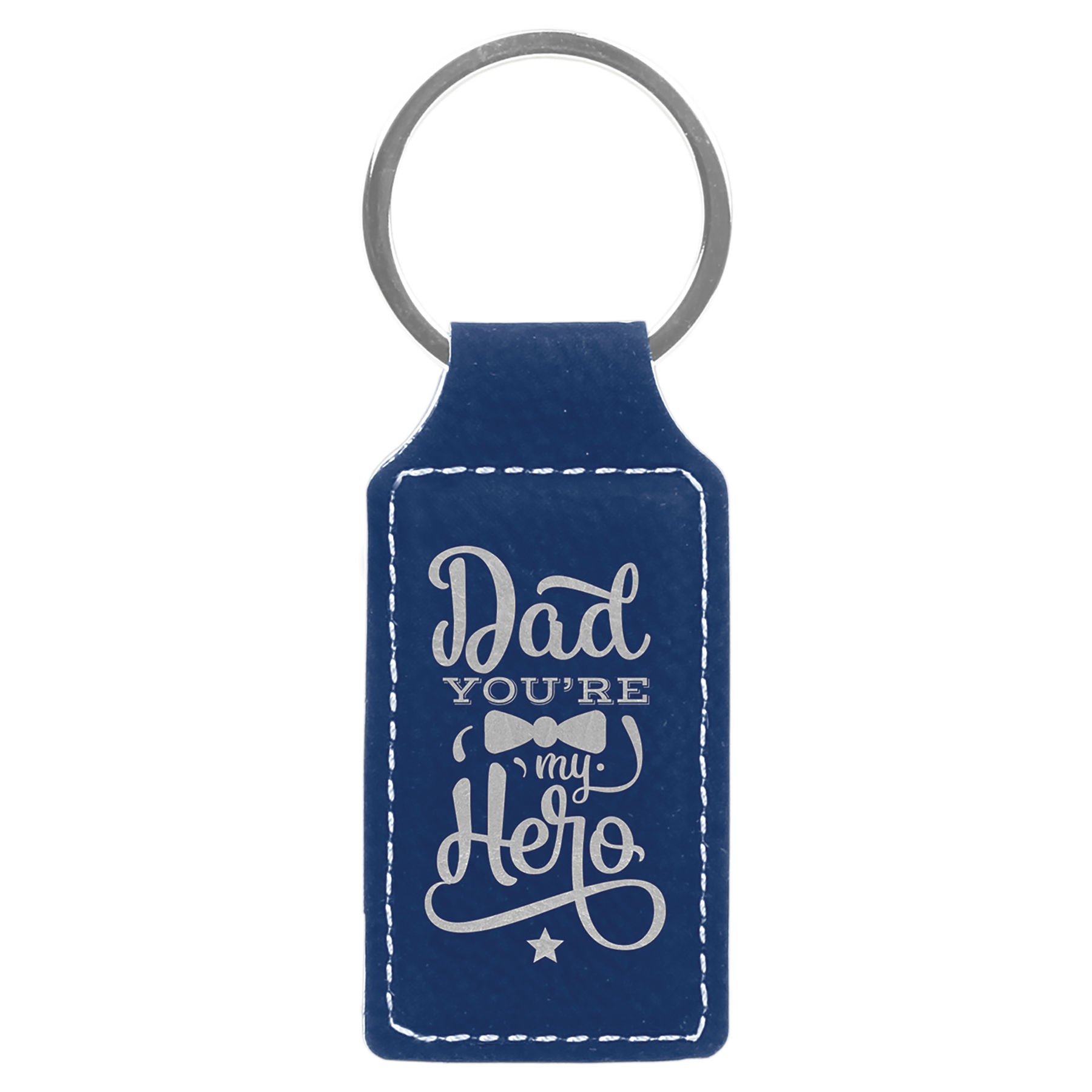 2.75" x 1.25" Blue/Silver Rectangle Leatherette Keychain – item GFT831 image 2