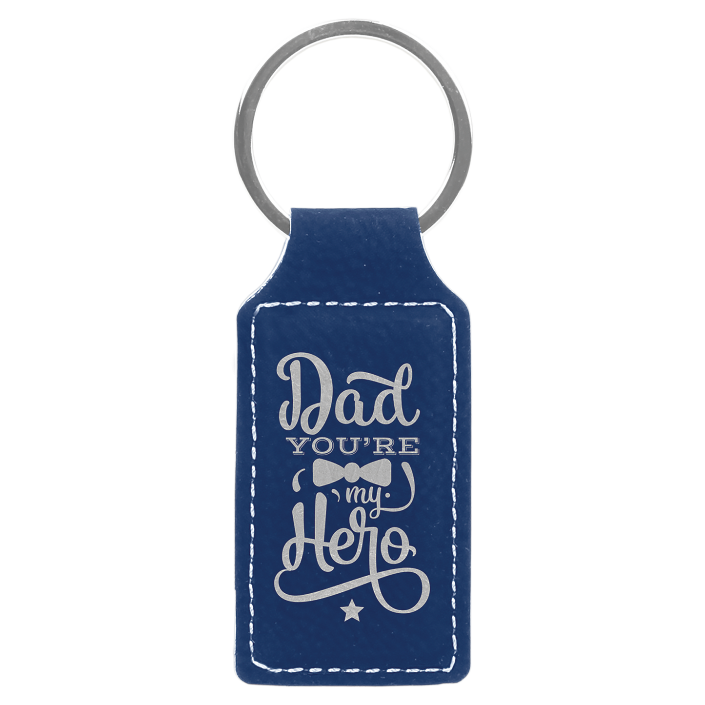 2.75" x 1.25" Blue/Silver Rectangle Leatherette Keychain – item GFT831