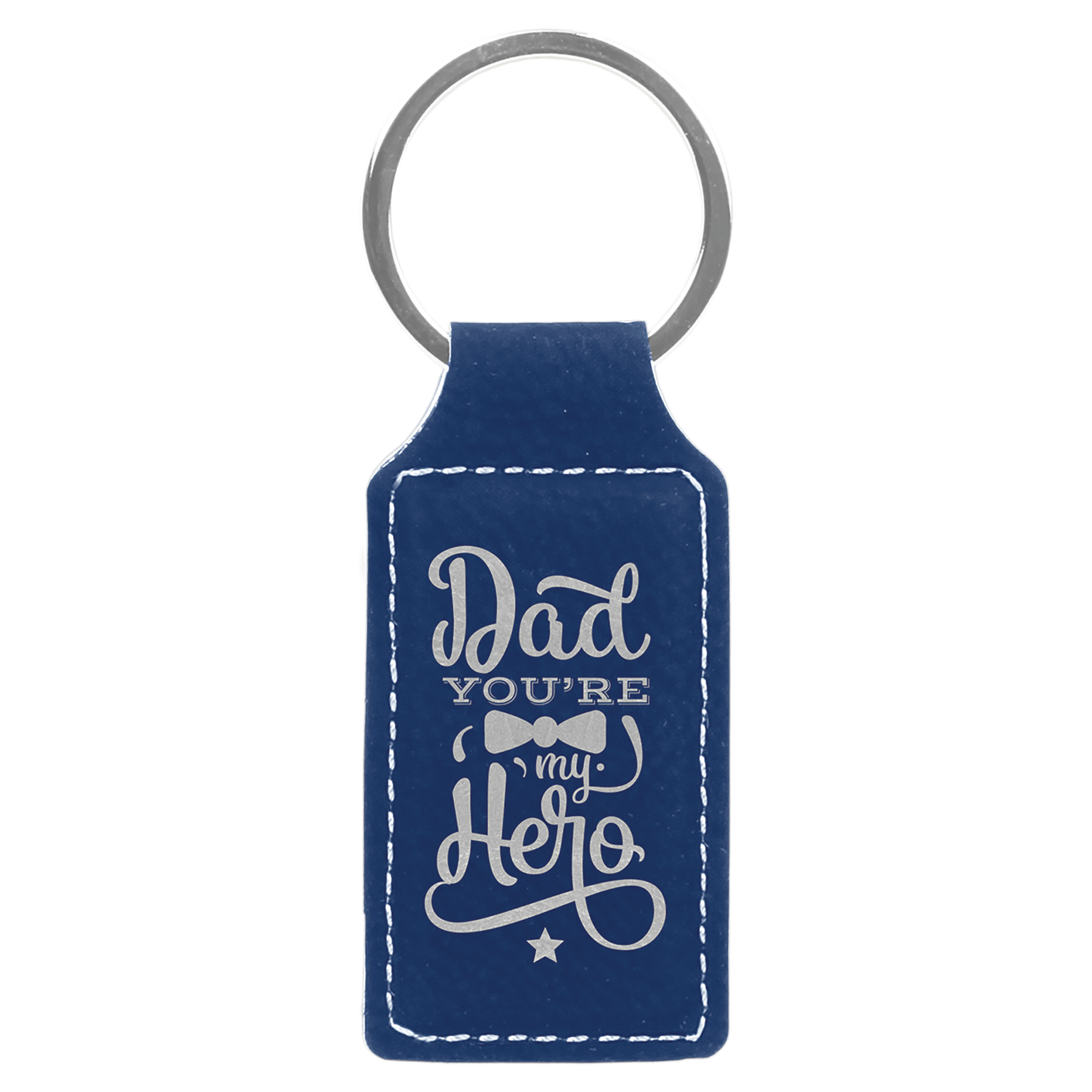 2.75" x 1.25" Blue/Silver Rectangle Leatherette Keychain – item GFT831