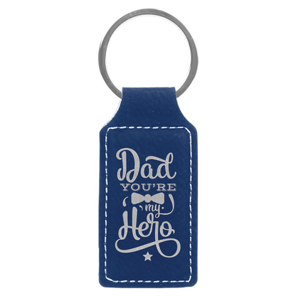 2.75" x 1.25" Blue/Silver Rectangle Leatherette Keychain – item GFT831