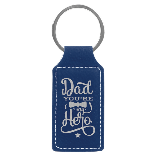 2.75" x 1.25" Blue/Silver Rectangle Leatherette Keychain – item GFT831