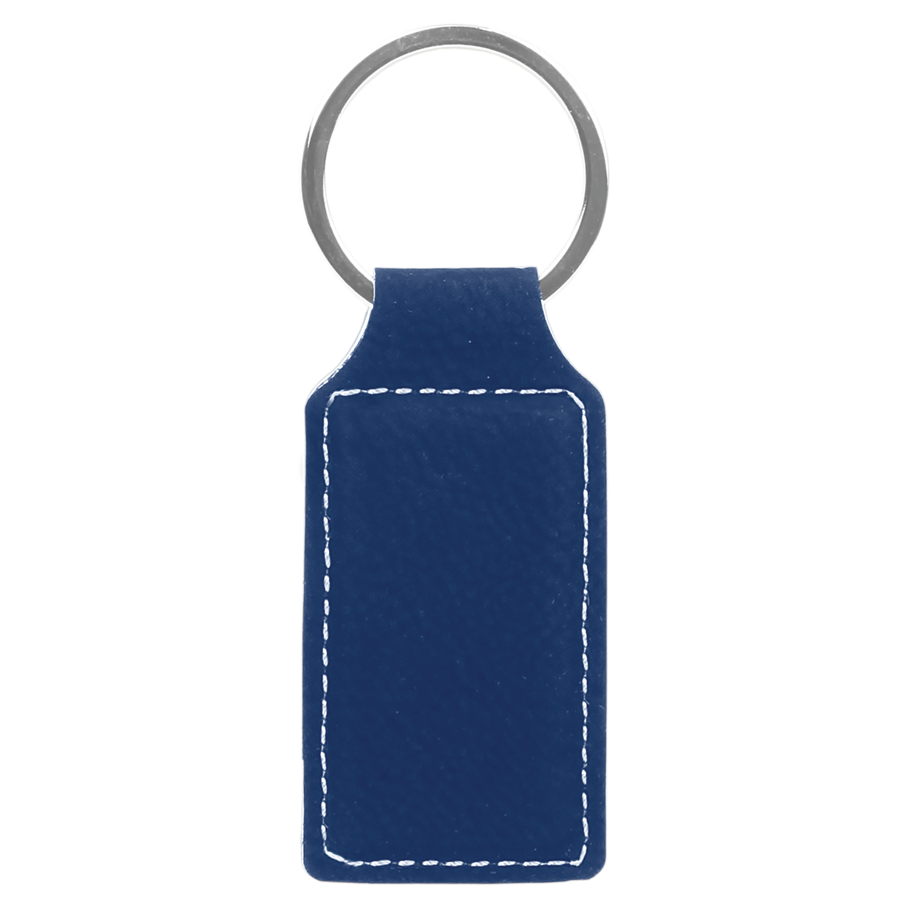2.75" x 1.25" Blue/Silver Rectangle Leatherette Keychain – item GFT831 image 3