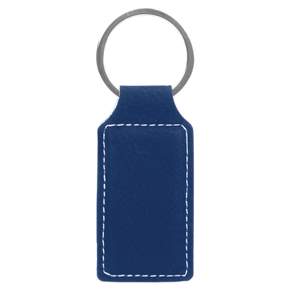 2.75" x 1.25" Blue/Silver Rectangle Leatherette Keychain – item GFT831 image 3