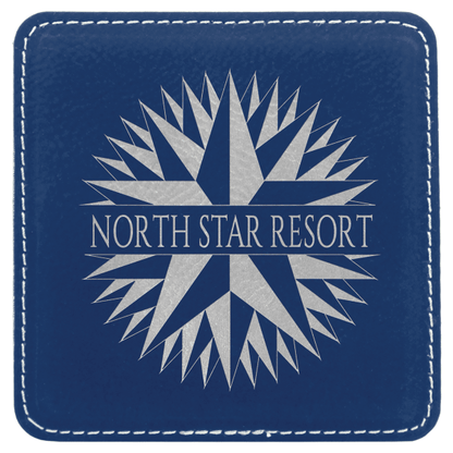 4" x 4" Blue/Silver Square Leatherette Coaster – item GFT836 image 3