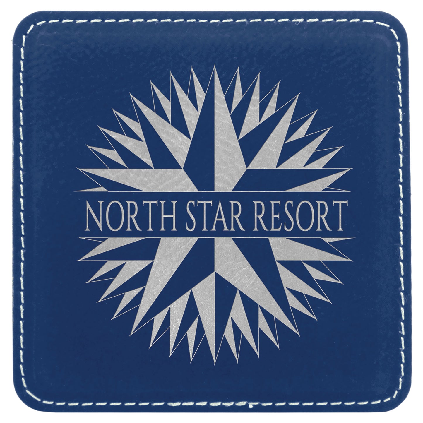 4" x 4" Blue/Silver Square Leatherette Coaster – item GFT836 image 2
