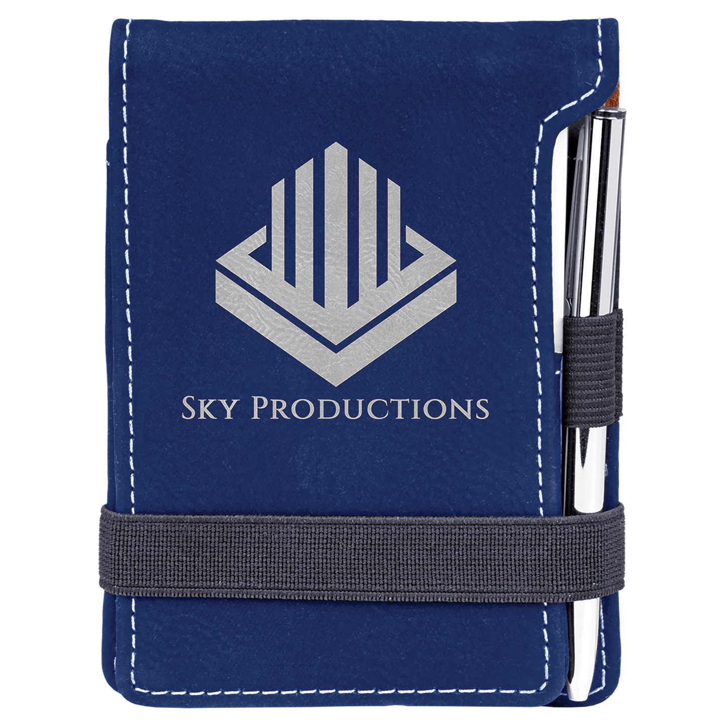3.25" x 4.75" Blue/Silver Leatherette Mini Notepad – item GFT839