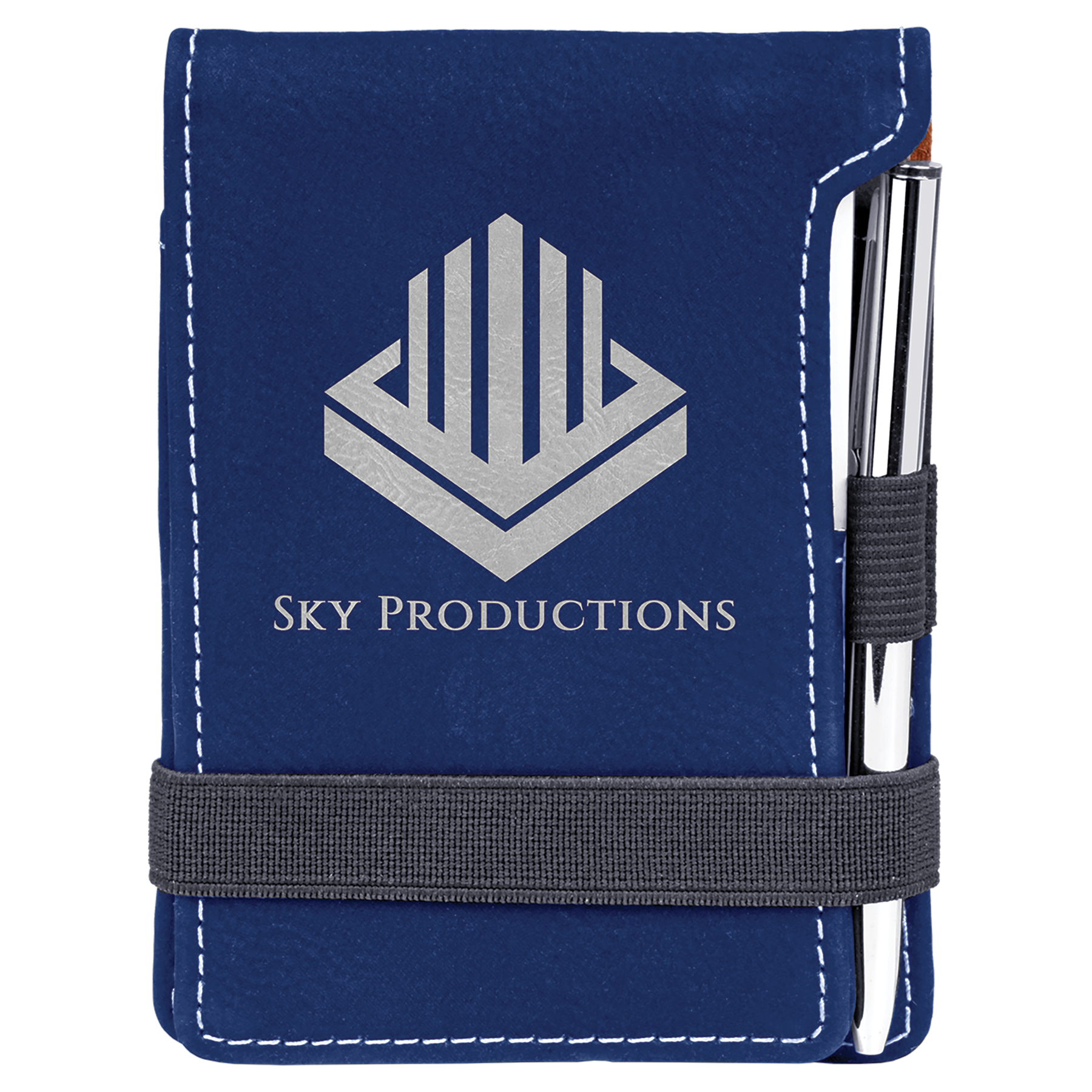 3.25" x 4.75" Blue/Silver Leatherette Mini Notepad – item GFT839