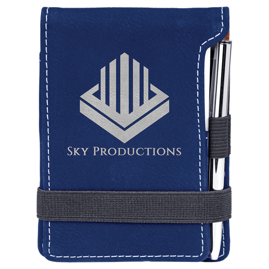 3.25" x 4.75" Blue/Silver Leatherette Mini Notepad – item GFT839