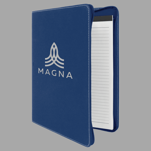 Blue/Silver Laserable Leatherette Portfolio with Zipper and – item GFT842 image 2