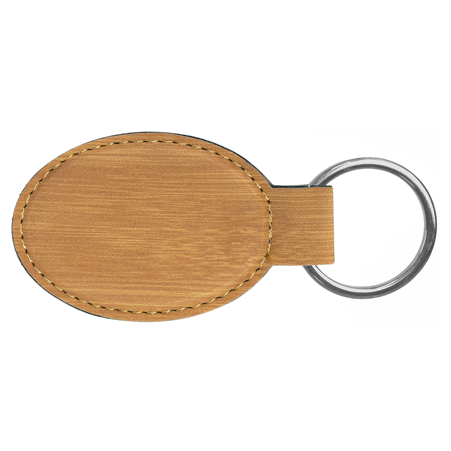 3" x 1.75" Bamboo Oval Leatherette Keychain – item GFT861 image 3
