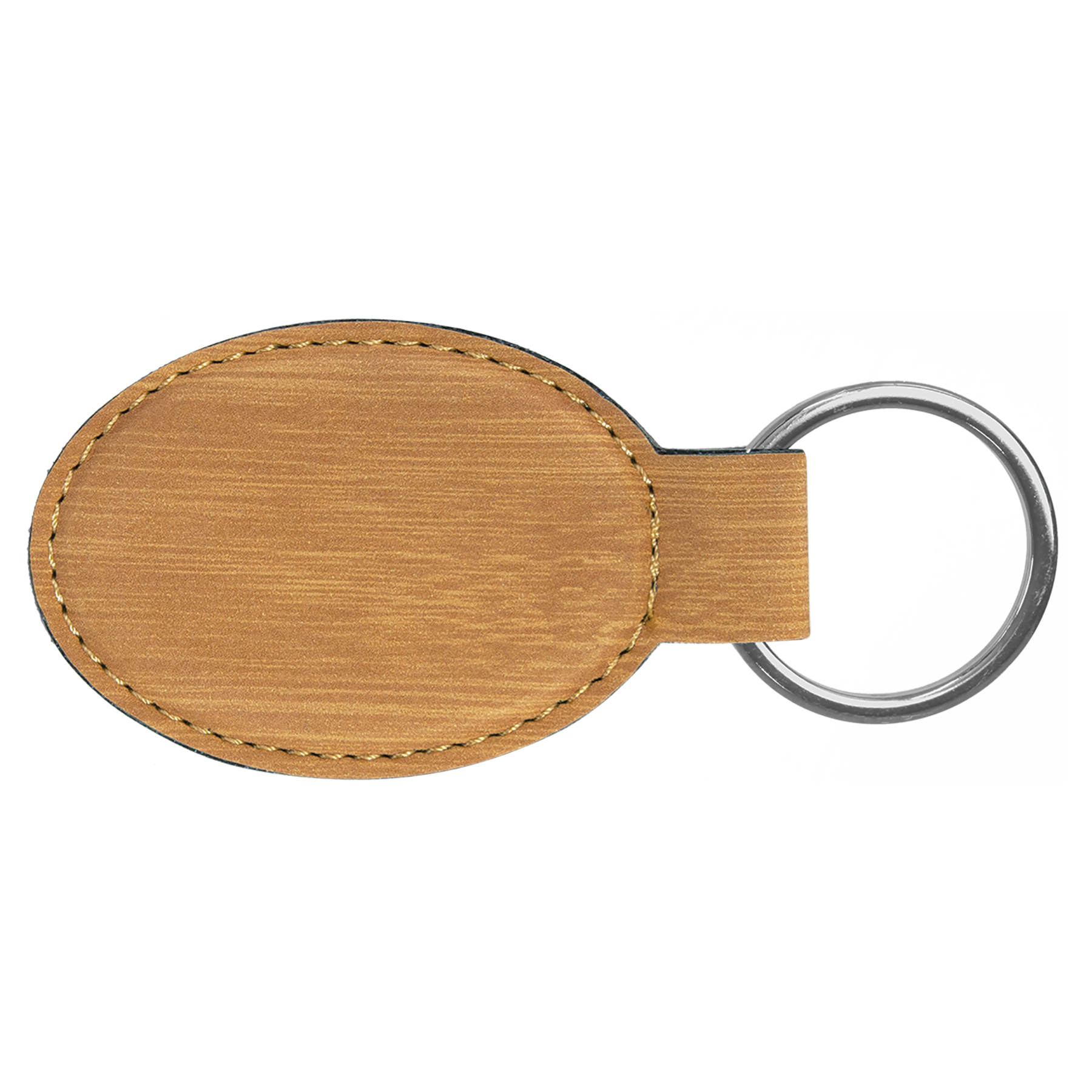 3" x 1.75" Bamboo Oval Leatherette Keychain – item GFT861 image 3