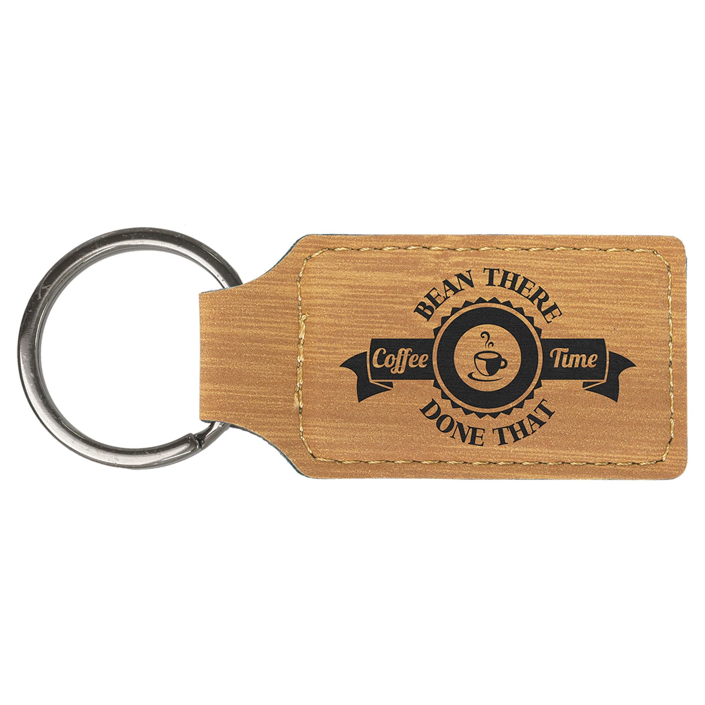 2.75" x 1.25" Bamboo Rectangle Leatherette Keychain – item GFT863 image 2