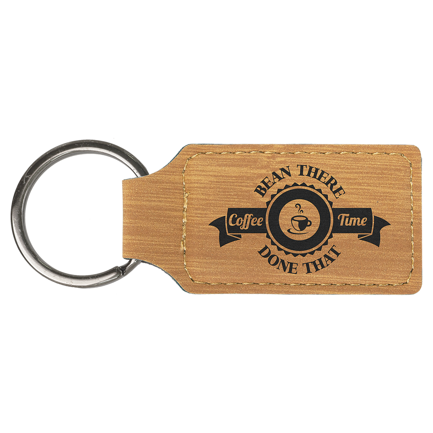 2.75" x 1.25" Bamboo Rectangle Leatherette Keychain – item GFT863
