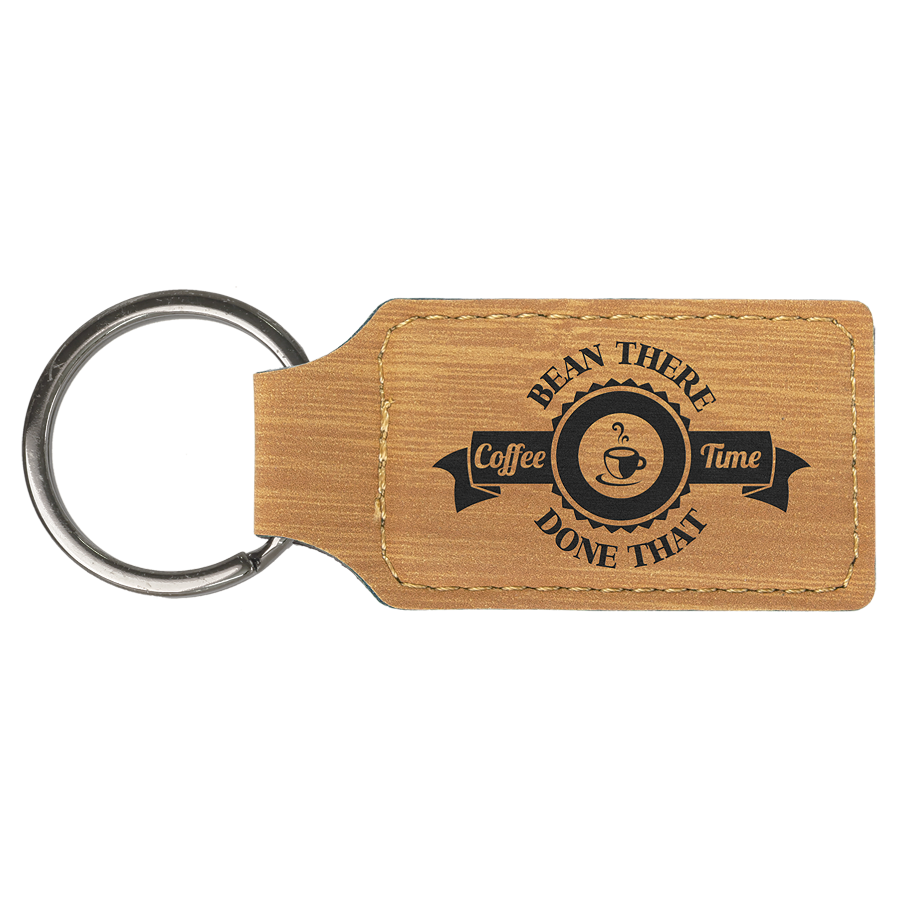 2.75" x 1.25" Bamboo Rectangle Leatherette Keychain – item GFT863