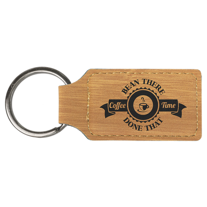 2.75" x 1.25" Bamboo Rectangle Leatherette Keychain – item GFT863