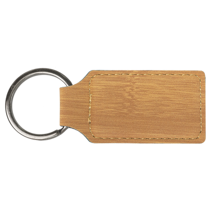 2.75" x 1.25" Bamboo Rectangle Leatherette Keychain – item GFT863 image 3