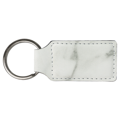2.75" x 1.25" White Marble Rectangle Leatherette Keychain – item GFT864 image 3