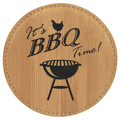 4" Bamboo Round Leatherette Coaster – item GFT871 image 3
