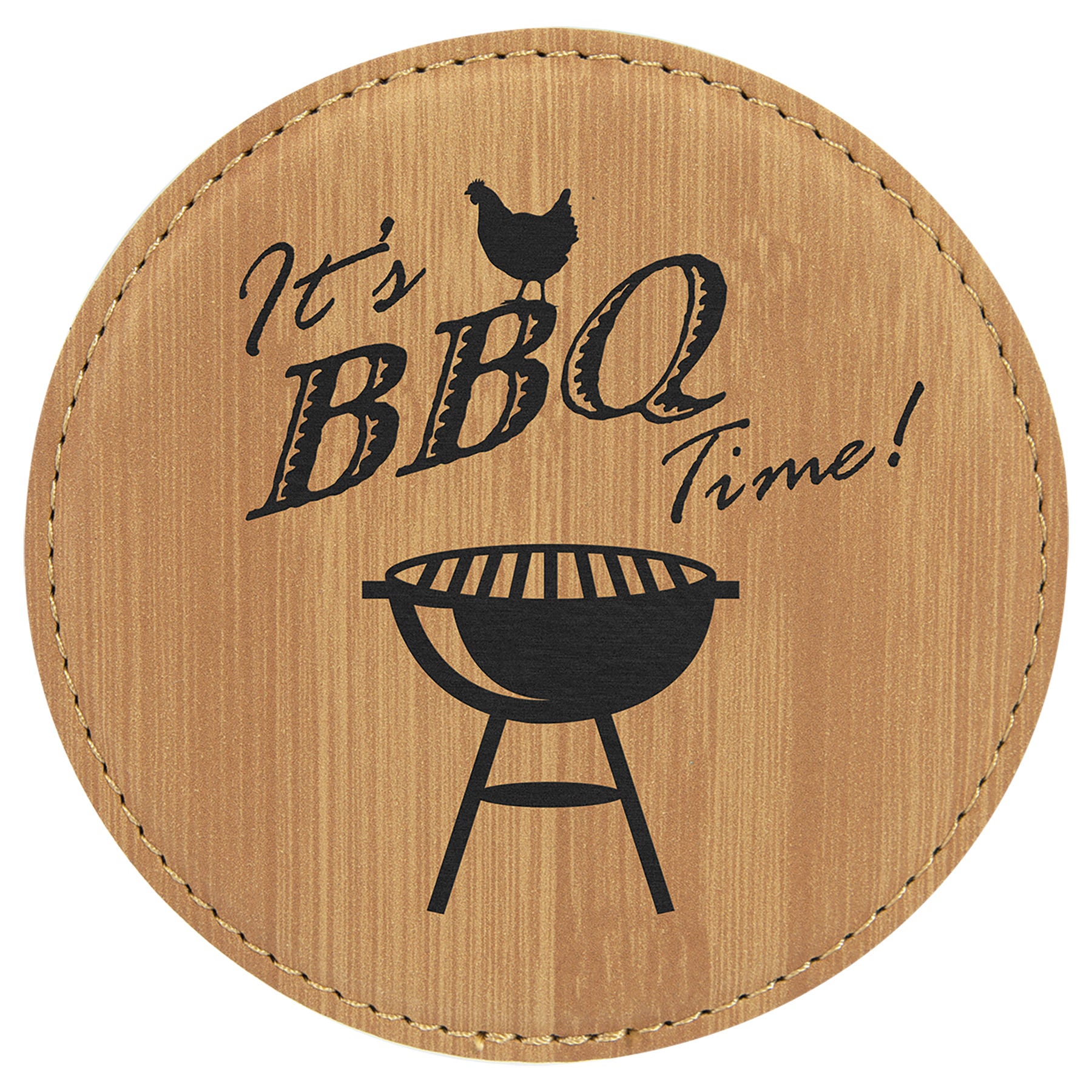 4" Bamboo Round Leatherette Coaster – item GFT871 image 2