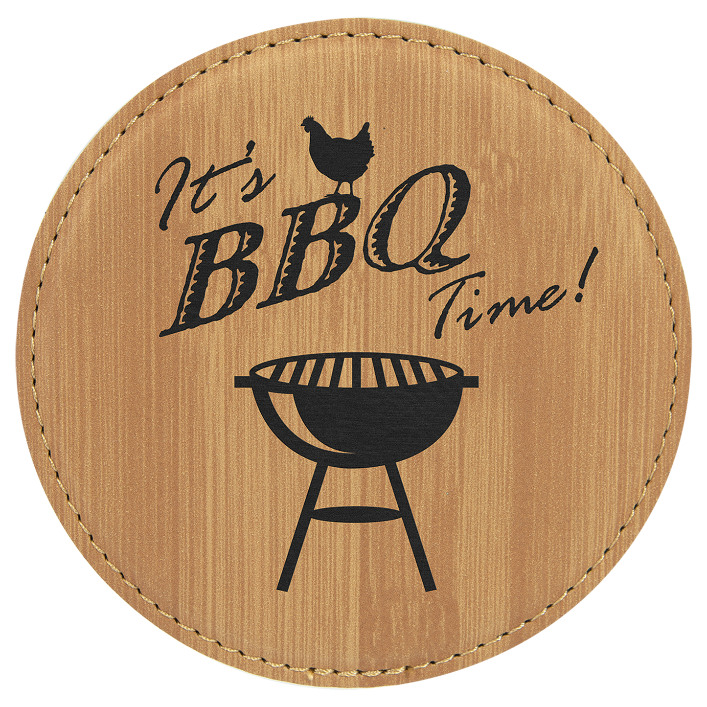 4" Bamboo Round Leatherette Coaster – item GFT871